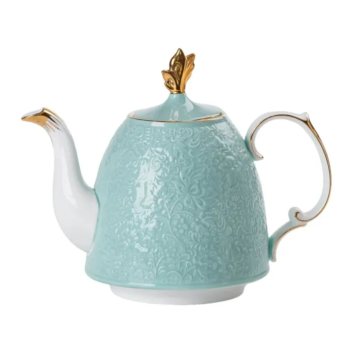 Чайный сервиз на 6 персон, заварочный чайник, сахарница, молочник, подставка, бирюзово-голубой. (HP-15-3) - изображение 2