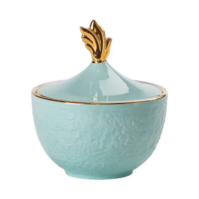 Чайный сервиз на 6 персон, заварочный чайник, сахарница, молочник, подставка, бирюзово-голубой. (HP-15-3) - изображение 4