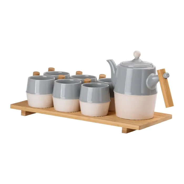 Чайний набір на 6 персон, з чайником та заварювальним чайником, з бамбуковою підставкою (HP-15-22) - зображення 4