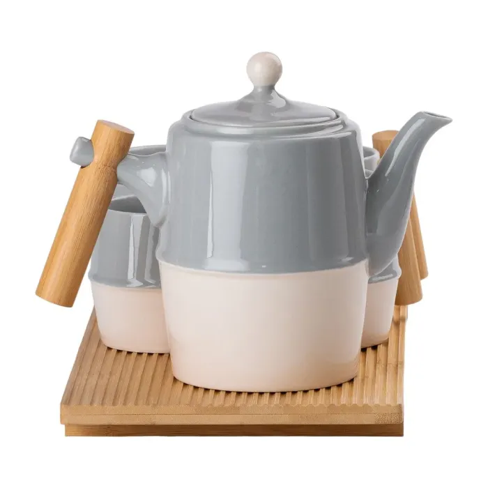 Чайний набір на 6 персон, з чайником та заварювальним чайником, з бамбуковою підставкою (HP-15-22) - зображення 6