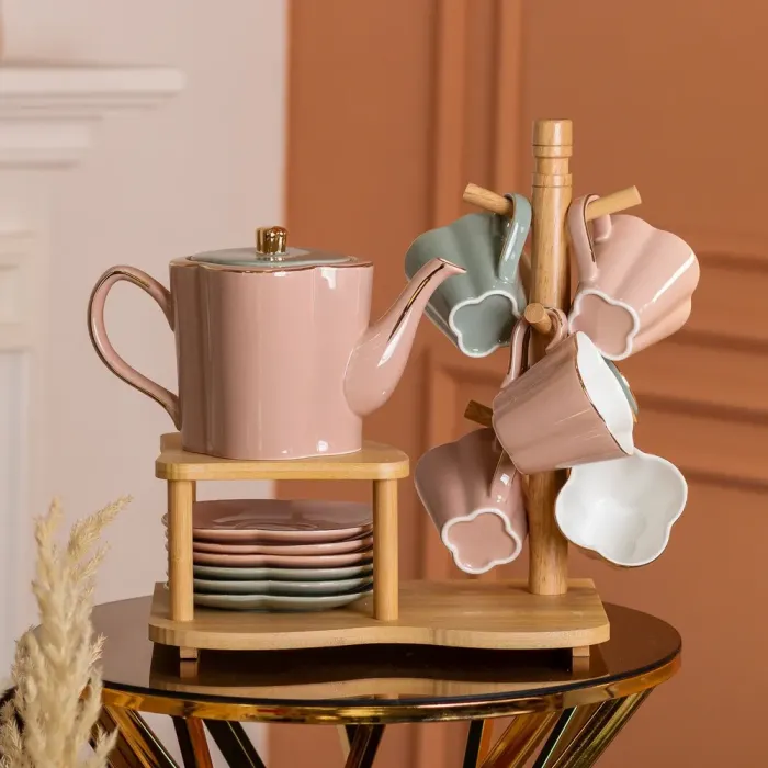 Чайний набір на 6 персон, з чайником та заварювальним чайником, з бамбуковою підставкою (HP-15-25) - зображення 7