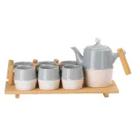 Чайний набір на 6 персон, з чайником та заварювальним чайником, з бамбуковою підставкою (HP-15-22)