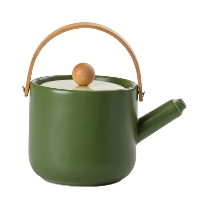Чайный набор на 6 персон, с заварочным чайником, и бамбуковой подставкой, зеленый (HP-15-23) - изображение 2