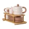 Чайный набор на 6 персон с чайником, заварником и 2-ярусной бамбуковой подставкой (HP-15-20)