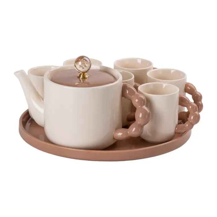 Чайний набір на 6 персон, із заварювальним чайником, заварником та керамічною підставкою (HP-15-24) - зображення 1