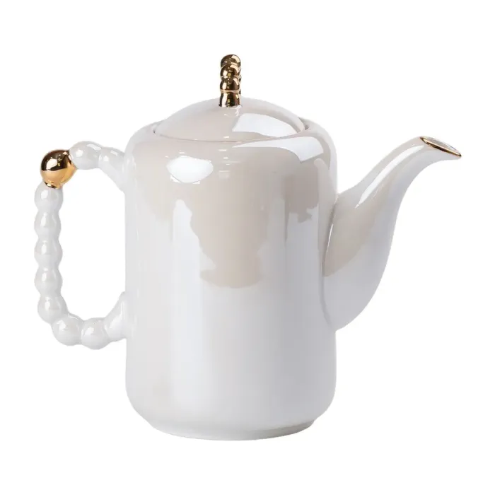 Чайный набор на 6 персон с заварочным чайником, чайником-заварником и керамической подставкой Белый (HP-15-7) - изображение 2