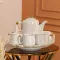 Чайный набор на 6 персон с заварочным чайником, чайником-заварником и керамической подставкой Белый (HP-15-7)