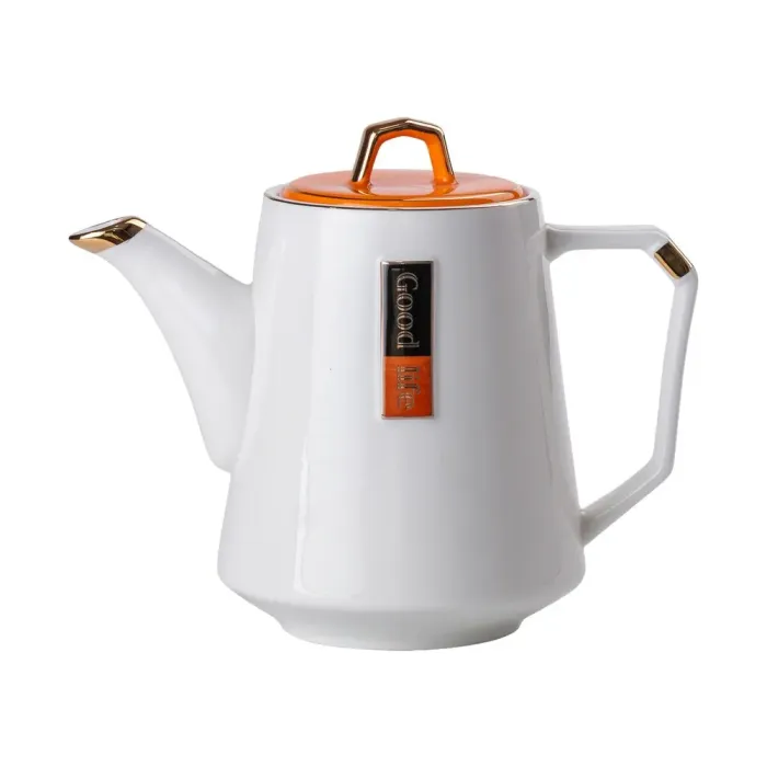 Чайний набір на 6 персон із заварювальним чайником, заварником та керамічною підставкою Orange (HP-15-27) - зображення 2