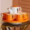 Чайний набір на 6 персон із заварювальним чайником, заварником та керамічною підставкою Orange (HP-15-27)