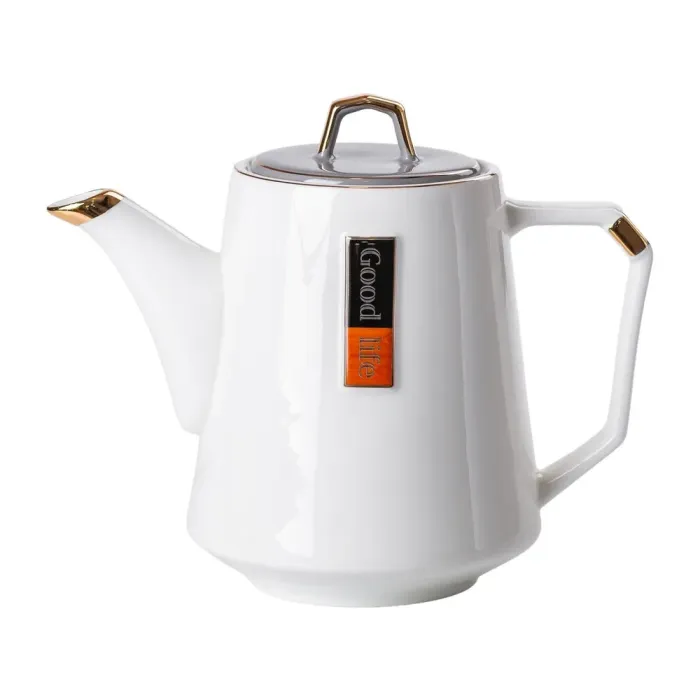 Чайний набір на 6 персон (з заварювальним чайником, чайником-заварником та керамічною підставкою), сірий. (HP-15-26) - зображення 2