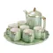 Чайный набор на 6 персон с заварочным чайником, чайником-заварником и керамической подставкой Зеленый (HP-15-8)