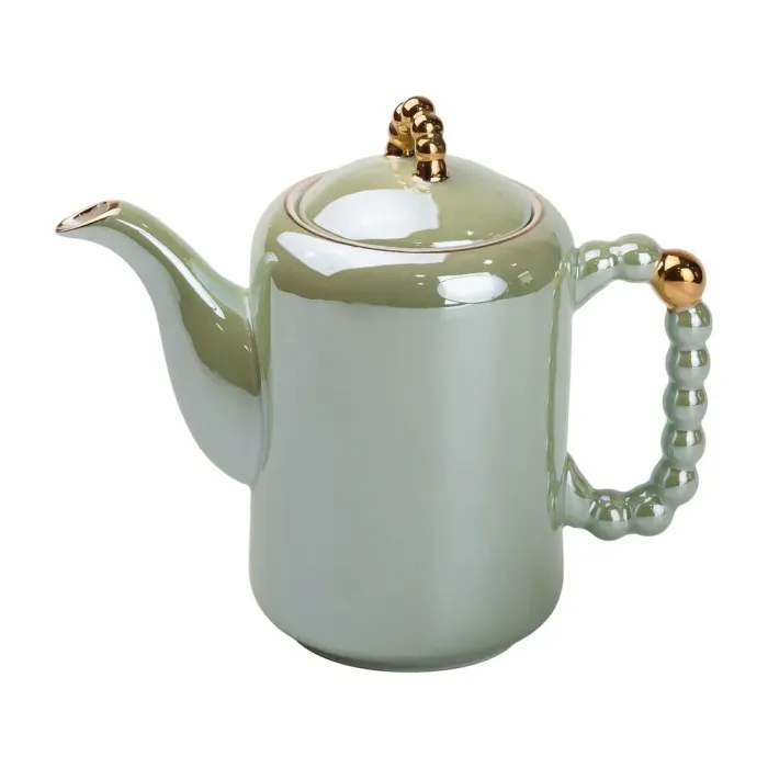 Чайный набор на 6 персон с заварочным чайником, чайником-заварником и керамической подставкой Зеленый (HP-15-8) - изображение 2
