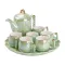 Чайный набор на 6 персон с заварочным чайником, чайником-заварником и керамической подставкой Зеленый (HP-15-8)