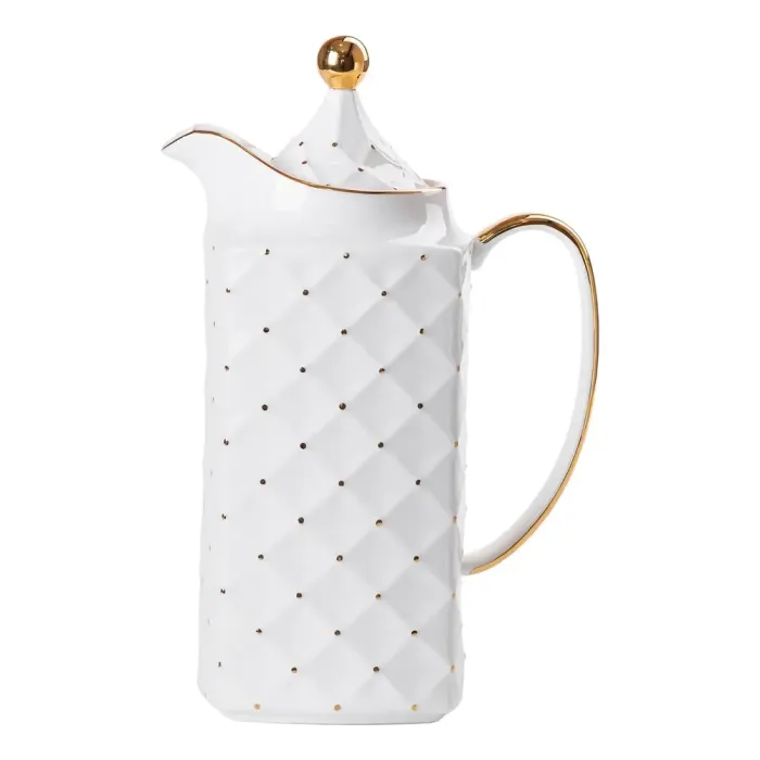 Чайный набор на 6 персон, с заварочным чайником, керамической подставкой, белый. (HP-15-2) - изображение 2