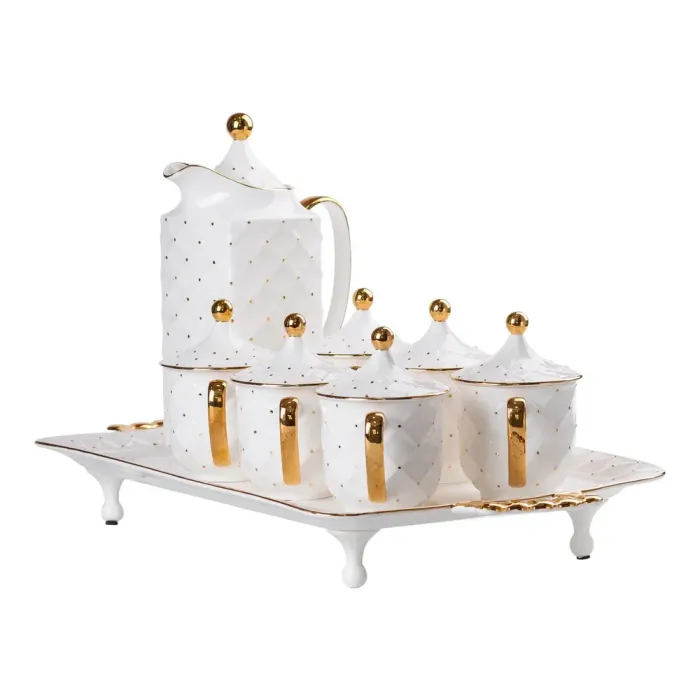 Чайный набор на 6 персон, с заварочным чайником, керамической подставкой, белый. (HP-15-2) - изображение 6