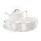 Чайний набір на 6 персон, із заварювальним чайником, керамічною підставкою, білий. (HP-15-4)