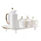 Чайный набор на 6 персон, с заварочным чайником, керамической подставкой, белый. (HP-15-2)