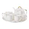 Чайний набір на 6 персон, із заварювальним чайником, керамічною підставкою, білий. (HP-15-4)