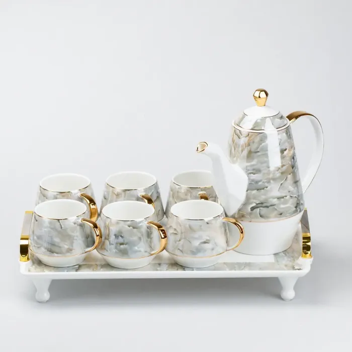 Чайний сервіз на таці чашки та чайник для заварювання 7 предметів (HP6166) - изображение 1
