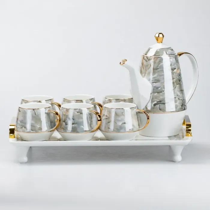 Чайний сервіз на таці чашки та чайник для заварювання 7 предметів (HP6166) - изображение 2