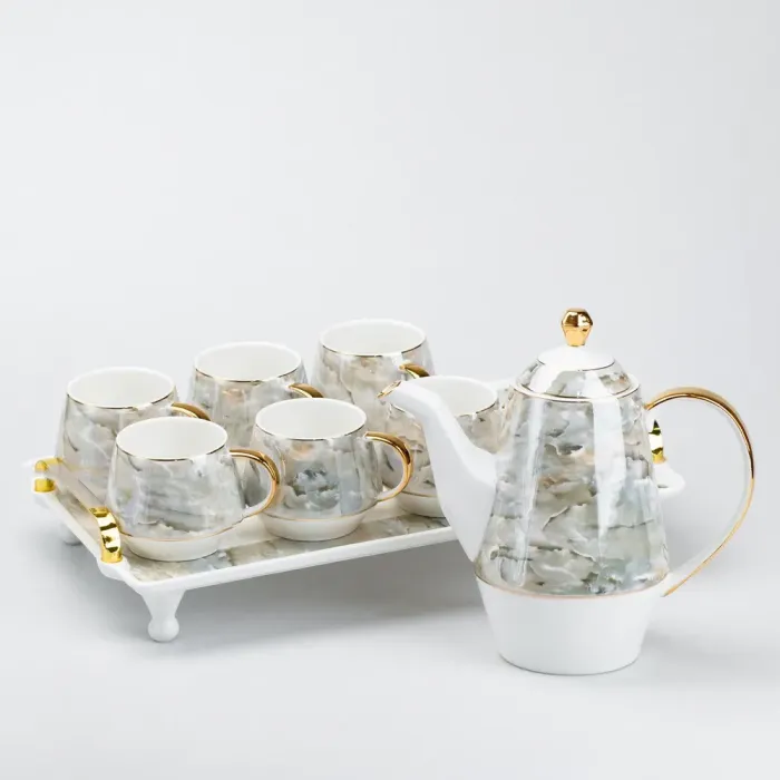 Чайний сервіз на таці чашки та чайник для заварювання 7 предметів (HP6166) - изображение 3