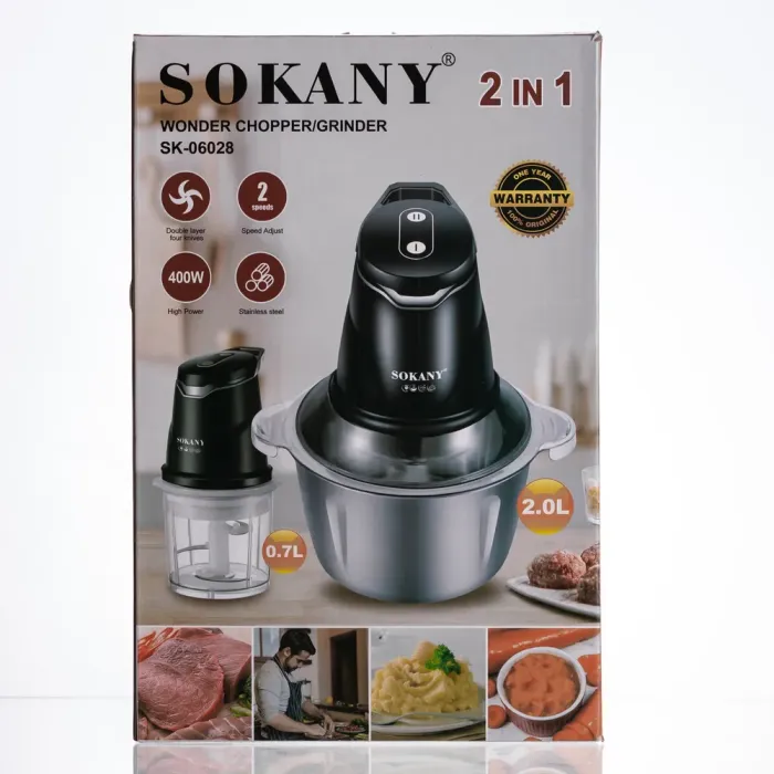 Чоппер подрібнювач 2 в 1 кухонний з чашею на 1.5 л кухонний електричний Sokany SK-06028 (SK-06028) - изображение 9