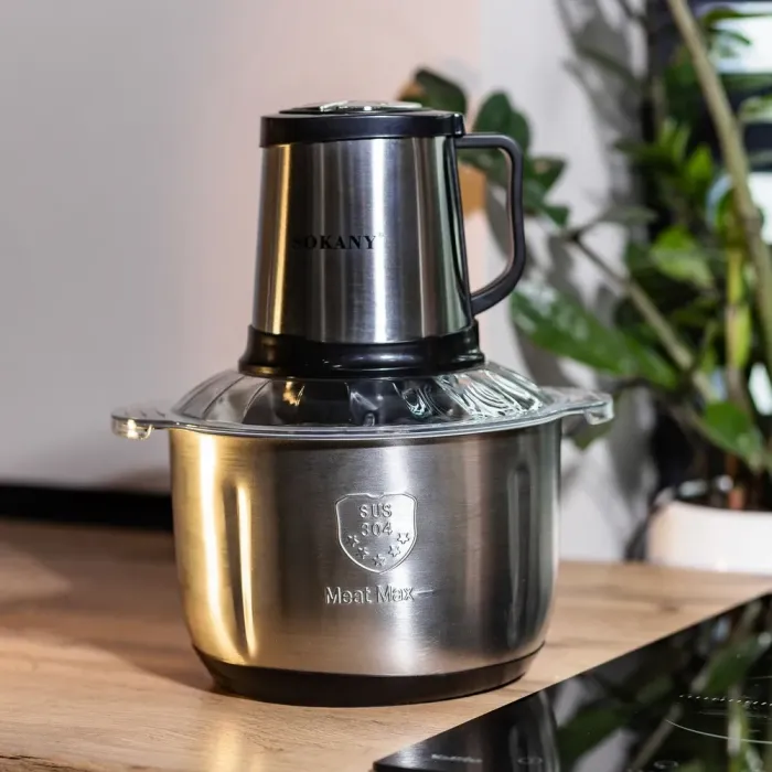 Чоппер подрібнювач 4 леза з чашею на 3.5 л м'ясорубка Sokany 800 Вт (SK-7015) - зображення 7