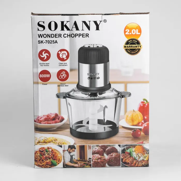 Чопер измельчитель 800 Вт 4 лезвия с чашей на 2 литра мясорубки Sokany (SK-7025A) - изображение 10