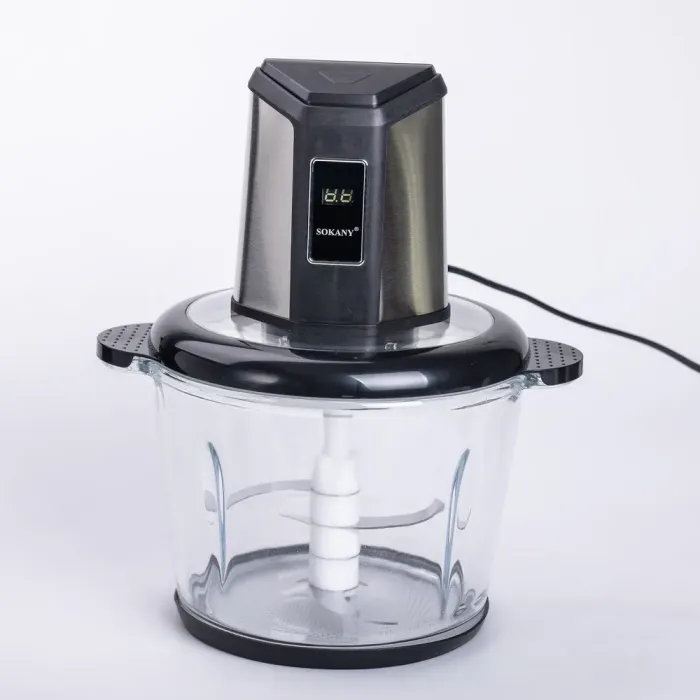 Чопер измельчитель 800 Вт 4 лезвия с чашей на 3 литра 2 скорости мясорубки Sokany (SK-06023) - изображение 1