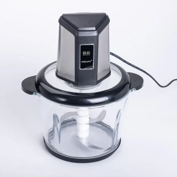 Чопер измельчитель 800 Вт 4 лезвия с чашей на 3 литра 2 скорости мясорубки Sokany (SK-06023) - изображение 2