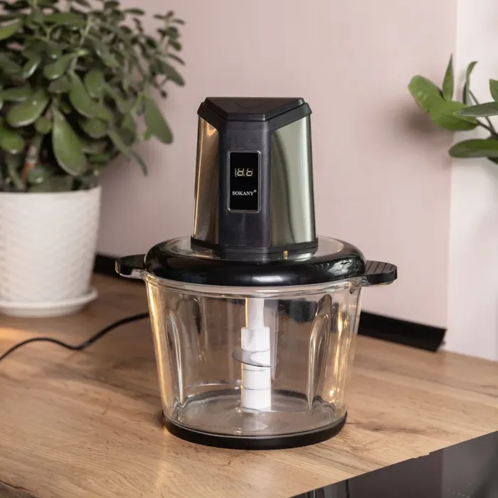 Чопер измельчитель 800 Вт 4 лезвия с чашей на 3 литра 2 скорости мясорубки Sokany (SK-06023) - изображение 6