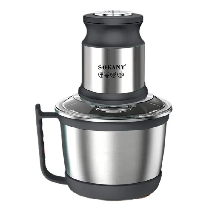 Блендер чопер подрібнювач 800 Вт 3 л м'ясорубка на 4 леза та 2 режими швидкості Sokany SK-7027 (SK7027SS) - зображення 10