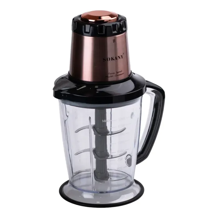 Чоппер Подрібнювач електричний 1000 Вт з чашею об'ємом 2 л М'ясорубка Sokany 6 ножів 1-швидкісний режим (SK-7039) - зображення 4
