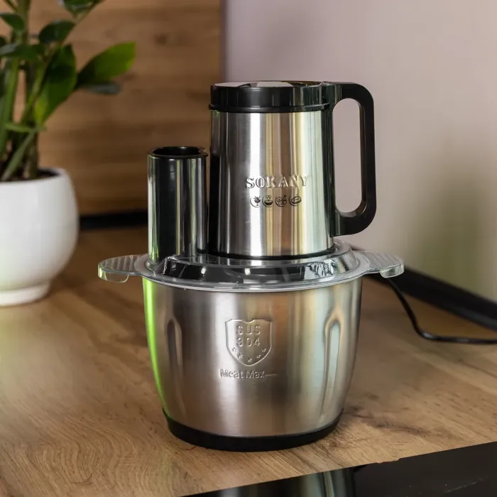 Чопер измельчитель электрический кухонный 800 Вт с чашей на 5.5 литра мясорубка Sokany (SK-06036) - изображение 9