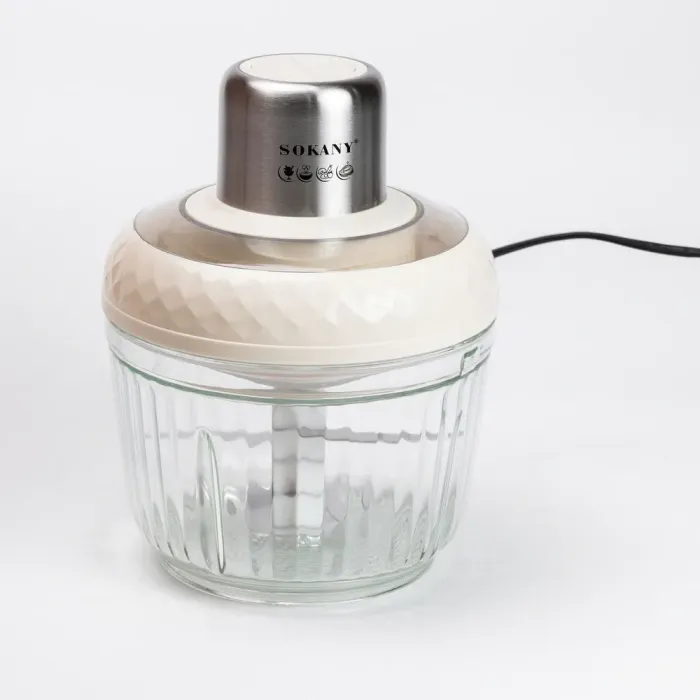 Чоппер измельчитель набор 2в1 с чашами 0.5 и 3 литра Sokany 2 скорости 800 Вт многофункциональная мясорубка (SKYM7032W) - изображение 2