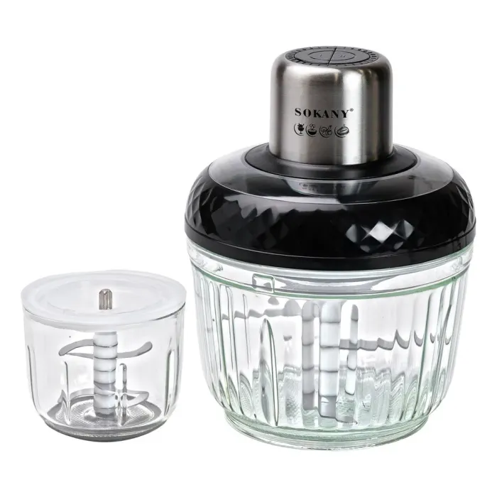 Чоппер подрібнювач набір 2в1 з чашами 0.5 та 3 літри Sokany 2 швидкості 800 Вт багатофункціональна м'ясорубка (SKYM7032B) - зображення 12