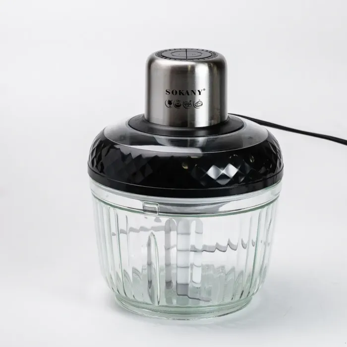 Чоппер подрібнювач набір 2в1 з чашами 0.5 та 3 літри Sokany 2 швидкості 800 Вт багатофункціональна м'ясорубка (SKYM7032B) - зображення 3