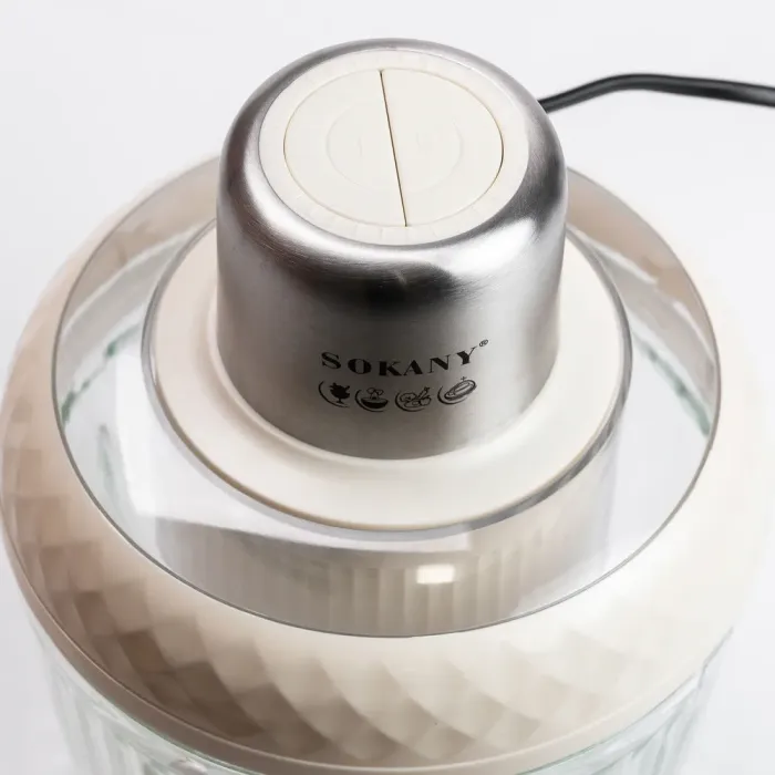 Чоппер измельчитель набор 2в1 с чашами 0.5 и 3 литра Sokany 2 скорости 800 Вт многофункциональная мясорубка (SKYM7032W) - изображение 4