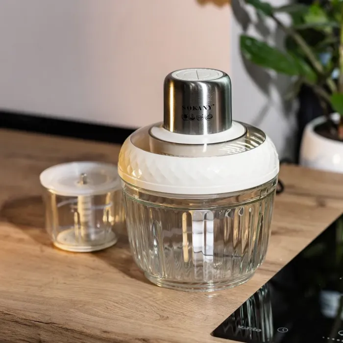 Чоппер измельчитель набор 2в1 с чашами 0.5 и 3 литра Sokany 2 скорости 800 Вт многофункциональная мясорубка (SKYM7032W) - изображение 8