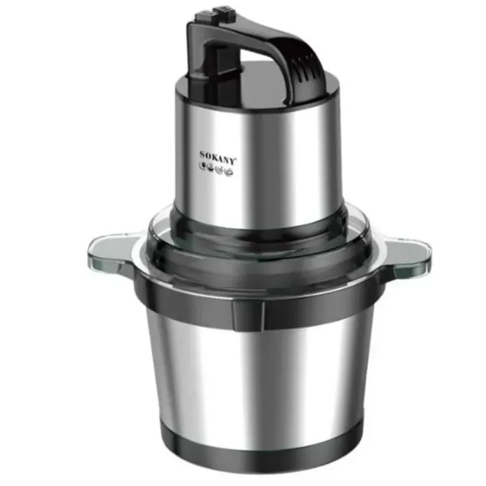 Чопер измельчитель с чашей 4 литра мясорезка 4 лезвия нержавеющая сталь мясорубка Sokany (SK-7028) - изображение 1