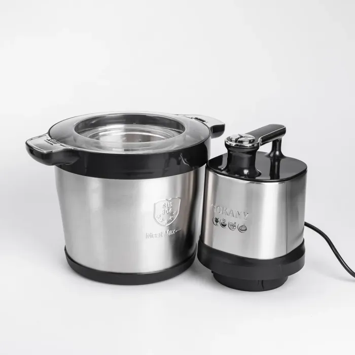 Чопер измельчитель с чашей 4 литра мясорезка 4 лезвия нержавеющая сталь мясорубка Sokany (SK-7028) - изображение 3