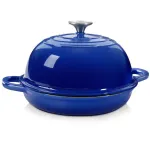 Чавунна кругла форма для випікання хліба з кришкою Ø26 (см) антипригарна форма для хліба в духовку Синя HP-1-21-BLUE (HP-1-21-BLUE)