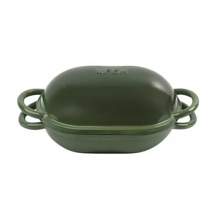 Чавунна овальна форма для випікання хліба з кришкою 25×17×15 (см) форма для хліба в духовку Зелена HP-1-23-GREEN (HP-1-23-GREEN) - зображення 1