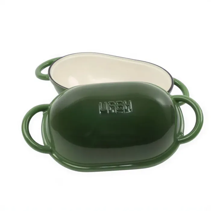 Чавунна овальна форма для випікання хліба з кришкою 25×17×15 (см) форма для хліба в духовку Зелена HP-1-23-GREEN (HP-1-23-GREEN) - зображення 2