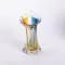 Декоративна скляна оригінальна ваза для квітів 22 см стильна фігурна ваза 200 мл Жовто-синя (HP-9-6)