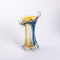 Декоративна скляна оригінальна ваза для квітів 22 см стильна фігурна ваза 200 мл Жовто-синя (HP-9-6)