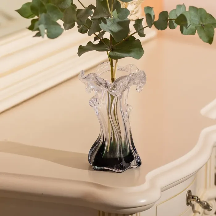 Декоративна скляна ваза для квітів 15.5 см фігурна ваза 100 мл Зелена (HP-9-3) - зображення 5