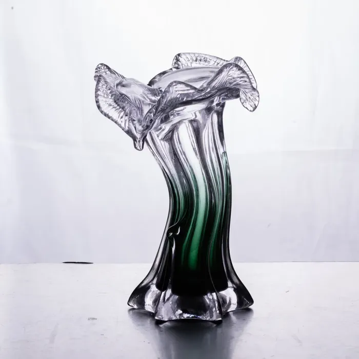 Декоративна скляна ваза для квітів 20 см фігурна ваза 125 мл Зелена (HP-9-2) - зображення 2