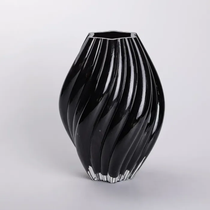 Декоративна скляна ваза для квітів 30 см фігурна ваза 5 л Чорна (HP-10-4) - изображение 1