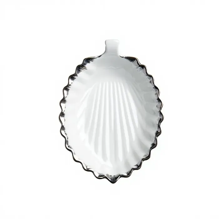 Декоративне блюдо Лист 31 см біле з чорним кантом 2553-1S (2553-1S) - зображення 1